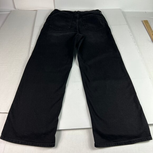 Oat New York Jeans Women's 32x29* High Rise Wide Leg Black Faded Denim Tag 30 - Picture 10 of 16